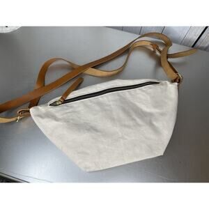 Noonday Collection Canvas & Leather Belt Bag Bum Fanny Pack Crossbody Cream